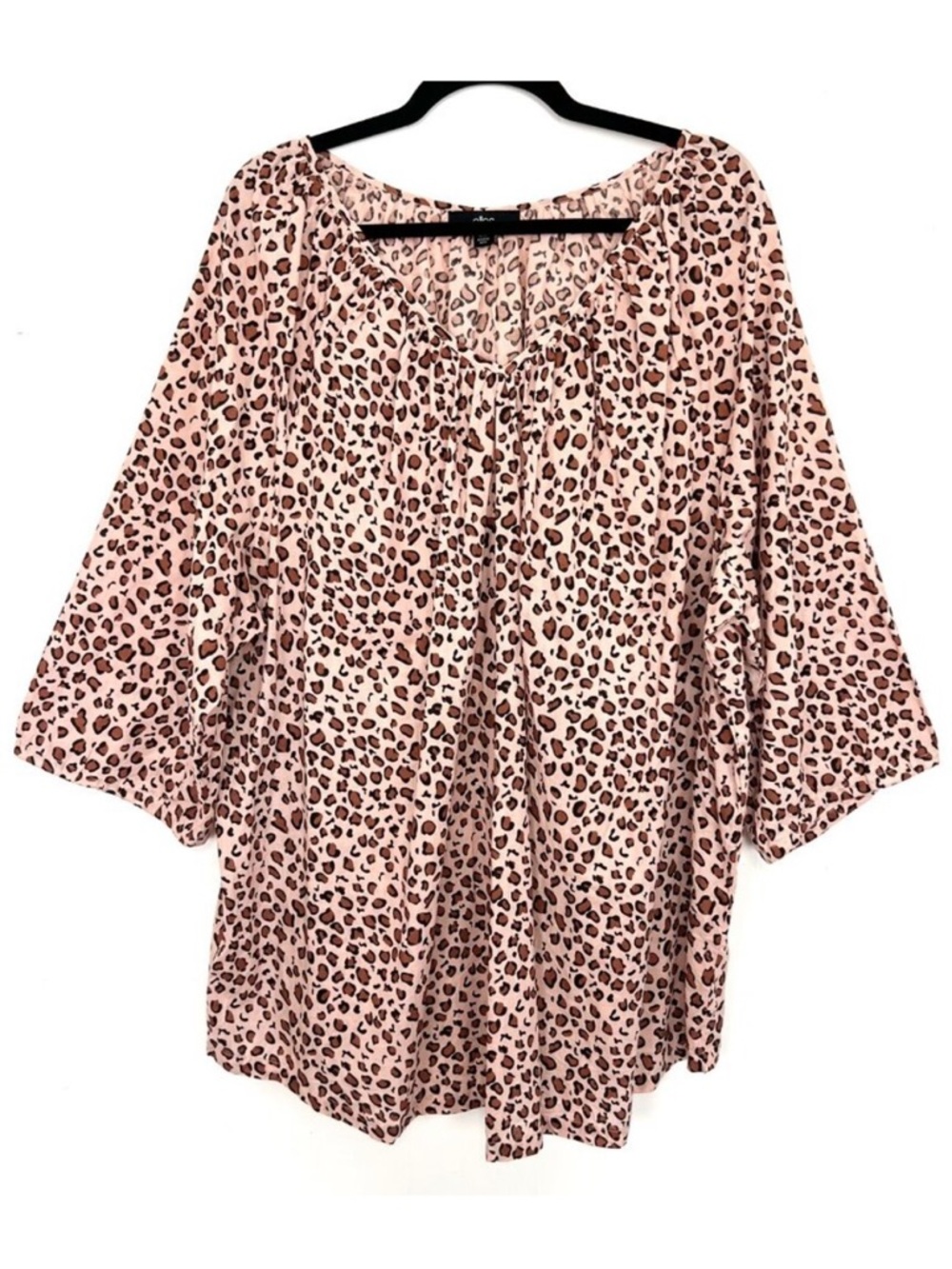 Ellos Leopard Cotton Top 3/4 Sleeve Lightweight Size 2X 26/28 zq